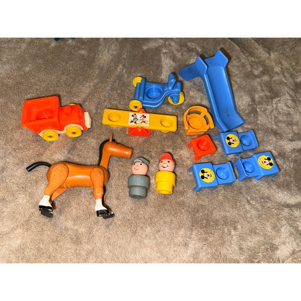 Vintage Fisher Price Little People And Accessories Horse Mickey Mouse